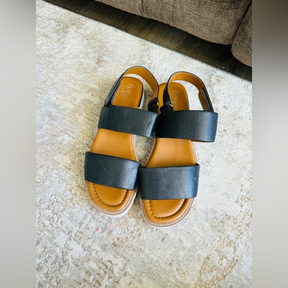 Franco Sarto leather sandals black brown womanâs size 9 - Picture 3 of 9